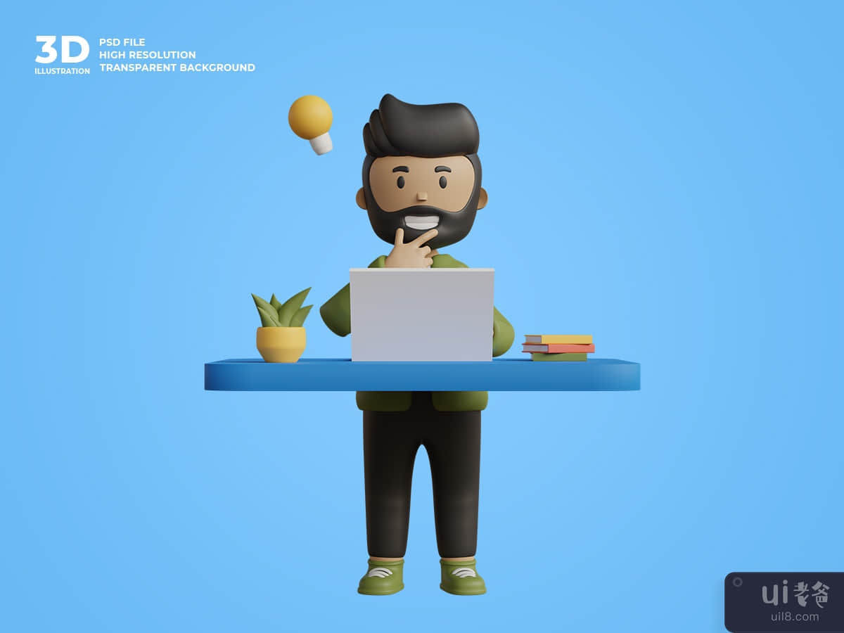 3d male character at work